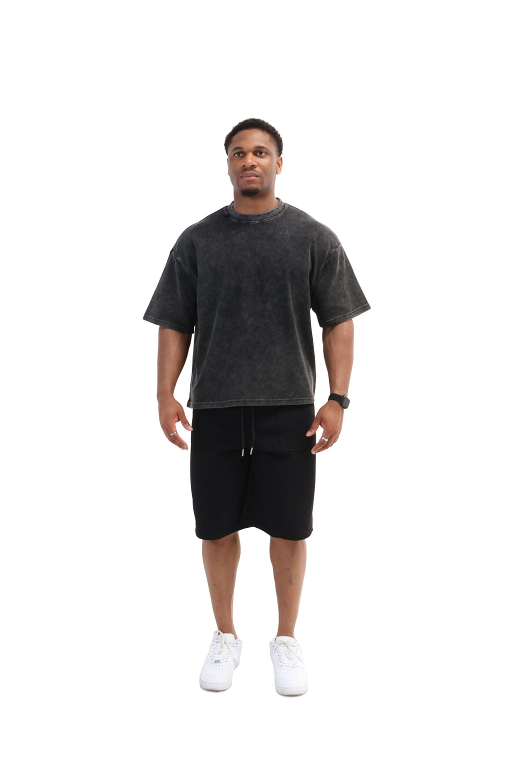 Acid Wash Waffle Boxy Fit Oversized T-Shirt 260gsm