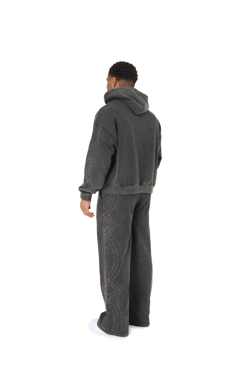 Stonewash Oversized Cropped Rhinestone Hoodies