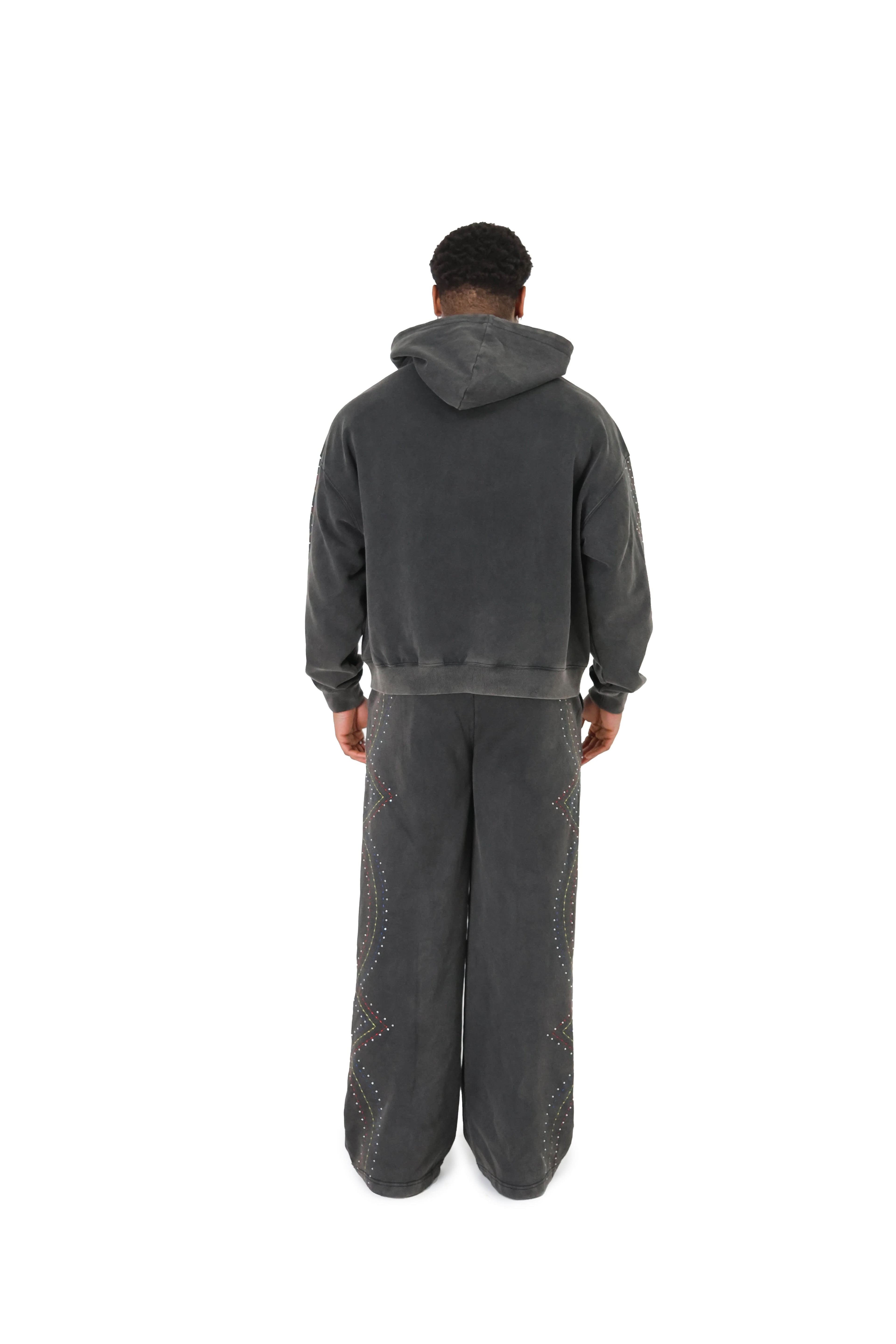 Stonewash Oversized Cropped Rhinestone Hoodies