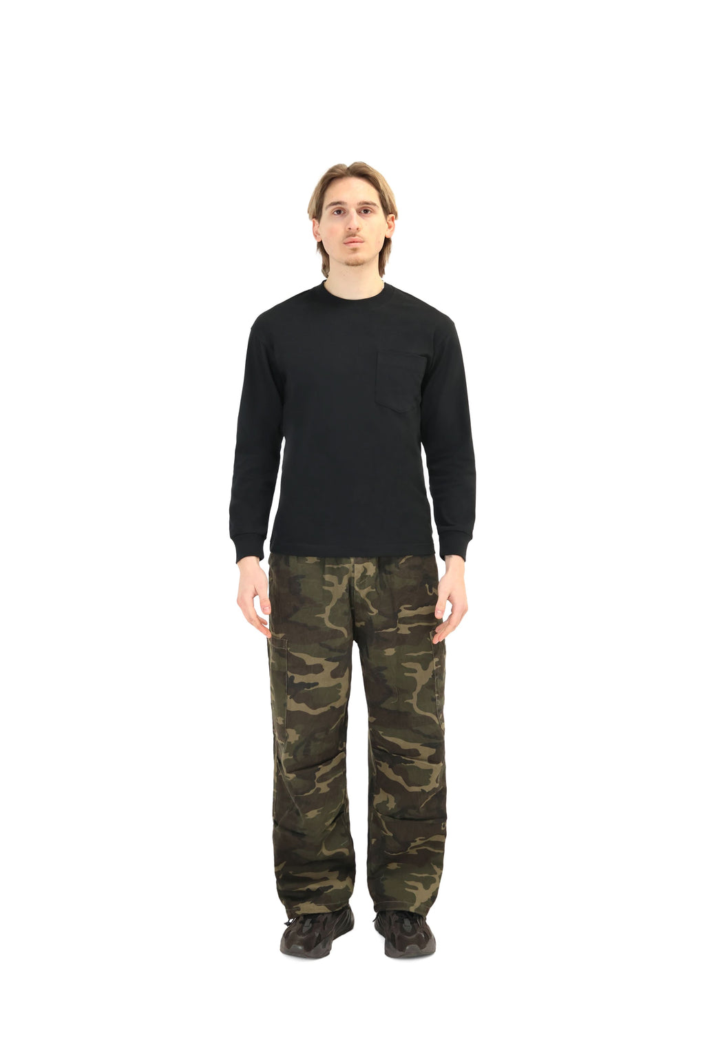 Wide Leg Camo Cargo Trousers