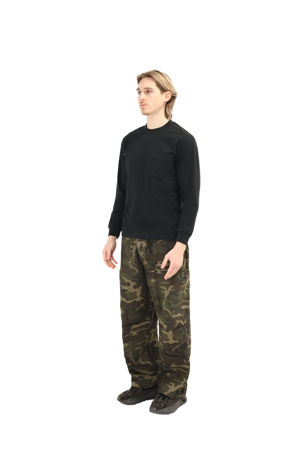 Wide Leg Camo Cargo Trousers