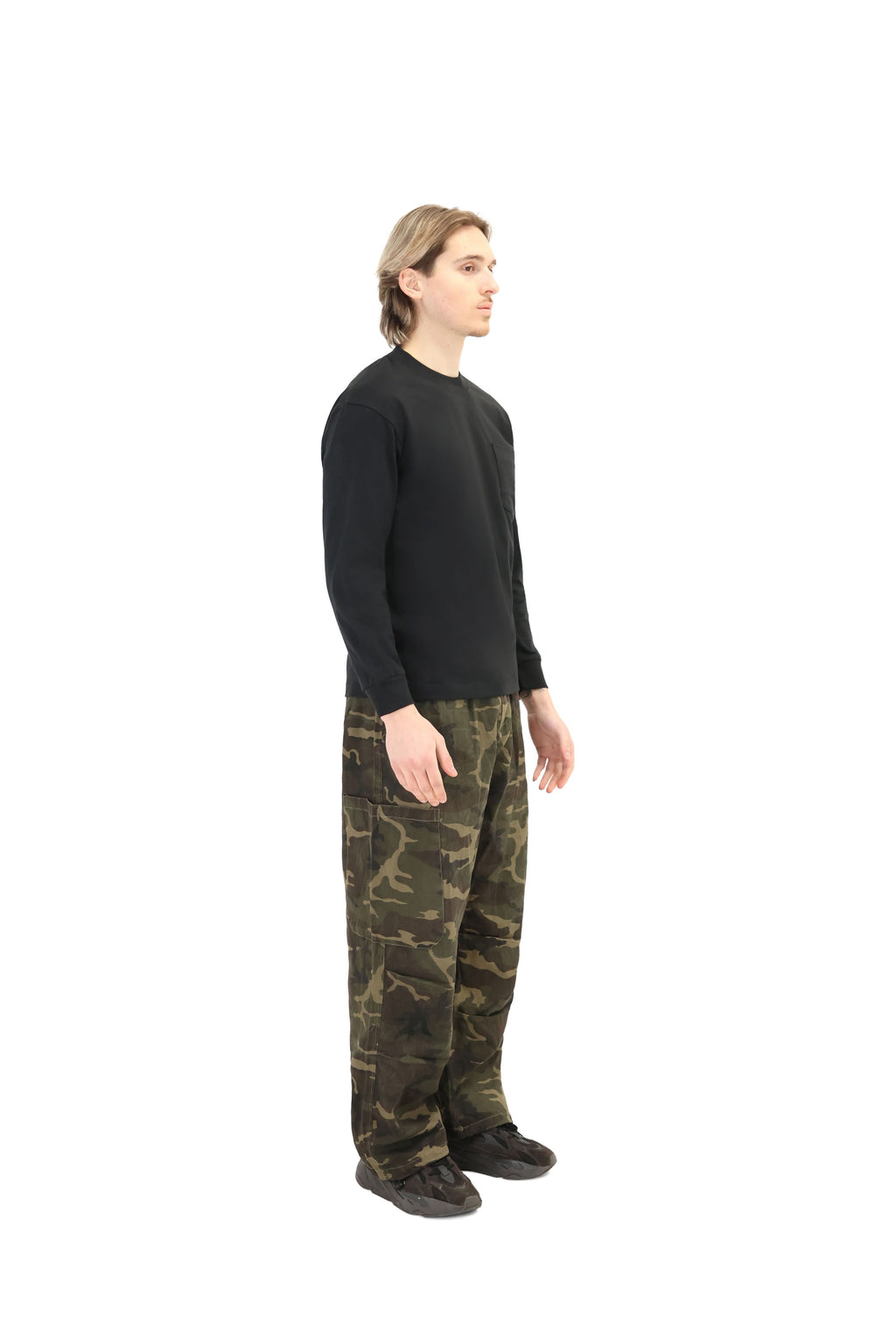 Wide Leg Camo Cargo Trousers