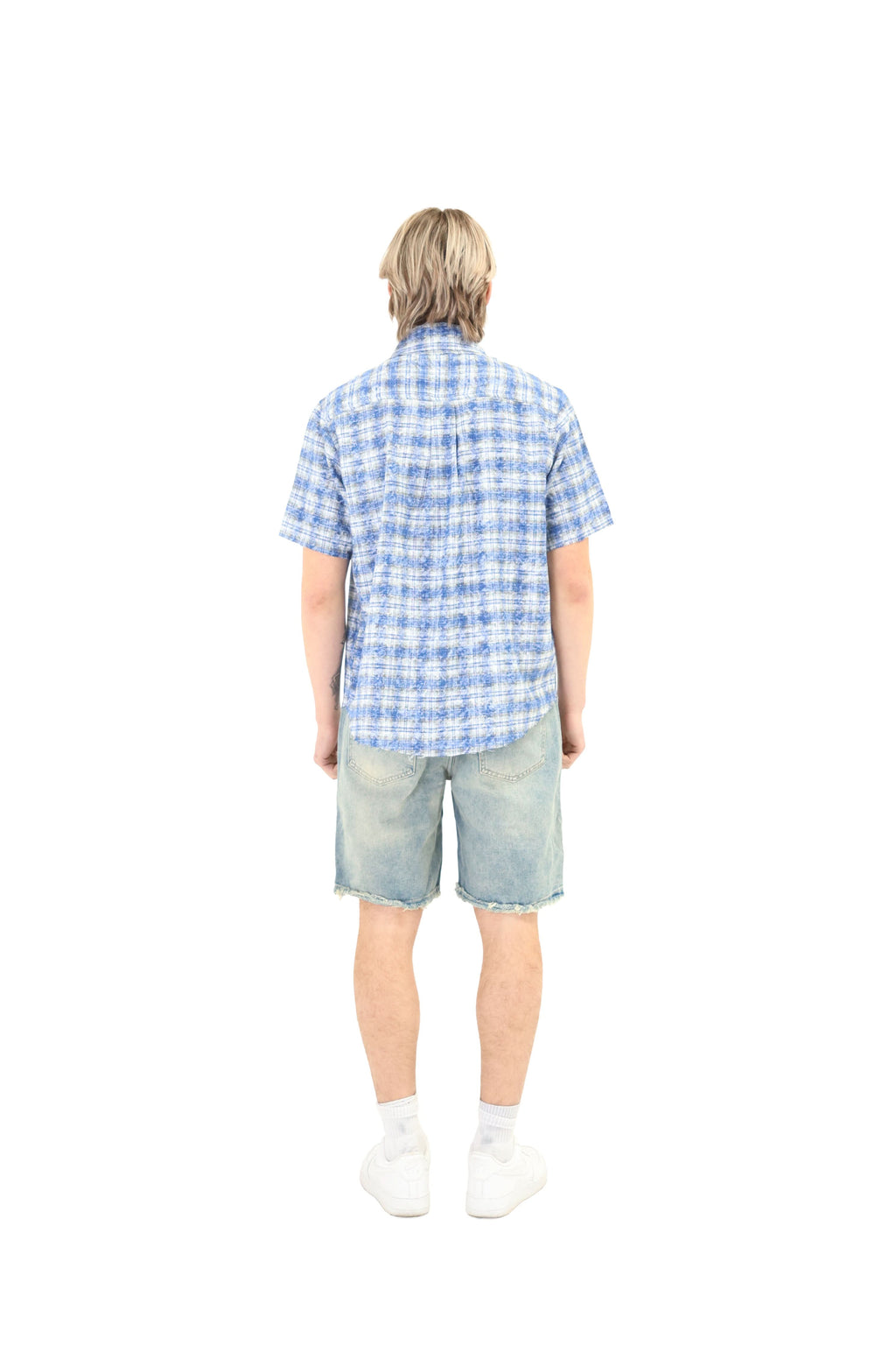 Short Sleeve Cropped Fit Checkered Shirt