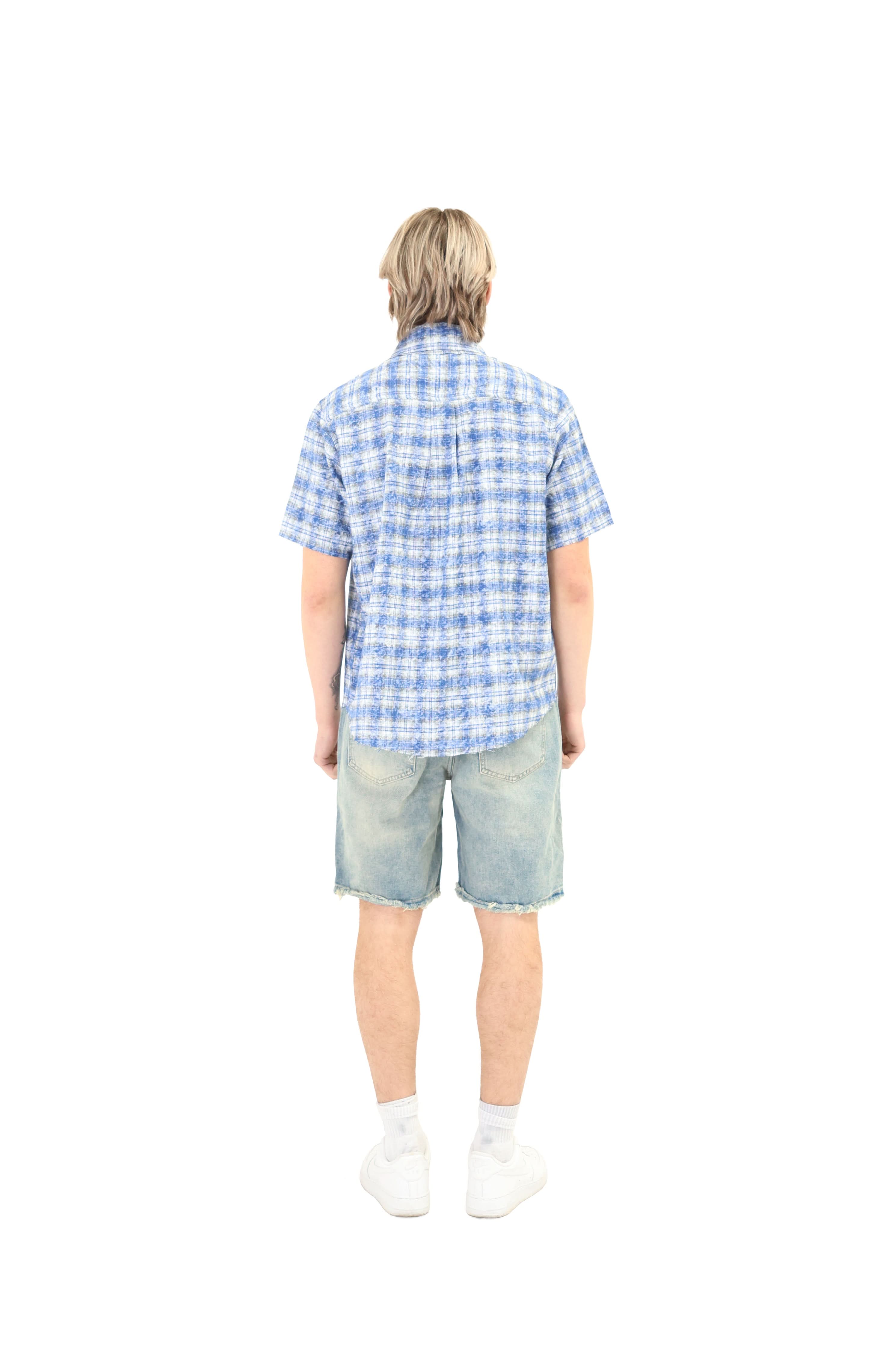 Short Sleeve Cropped Fit Checkered Shirt