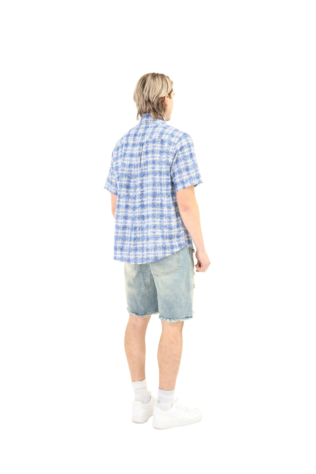 Short Sleeve Cropped Fit Checkered Shirt