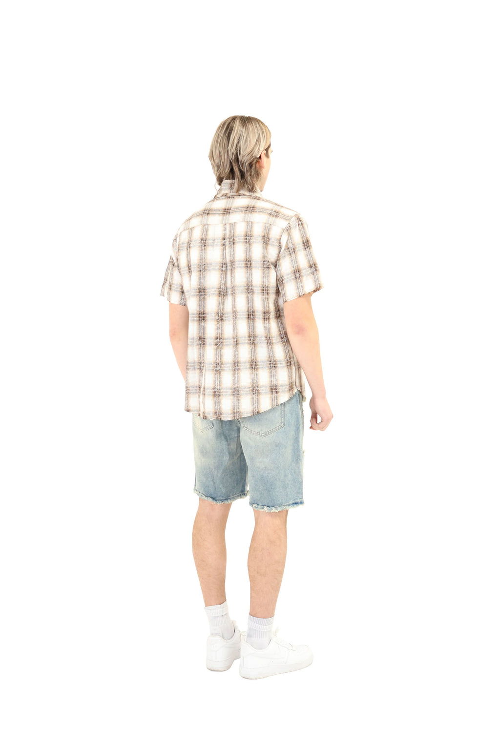 Short Sleeve Cropped Fit Checkered Shirt